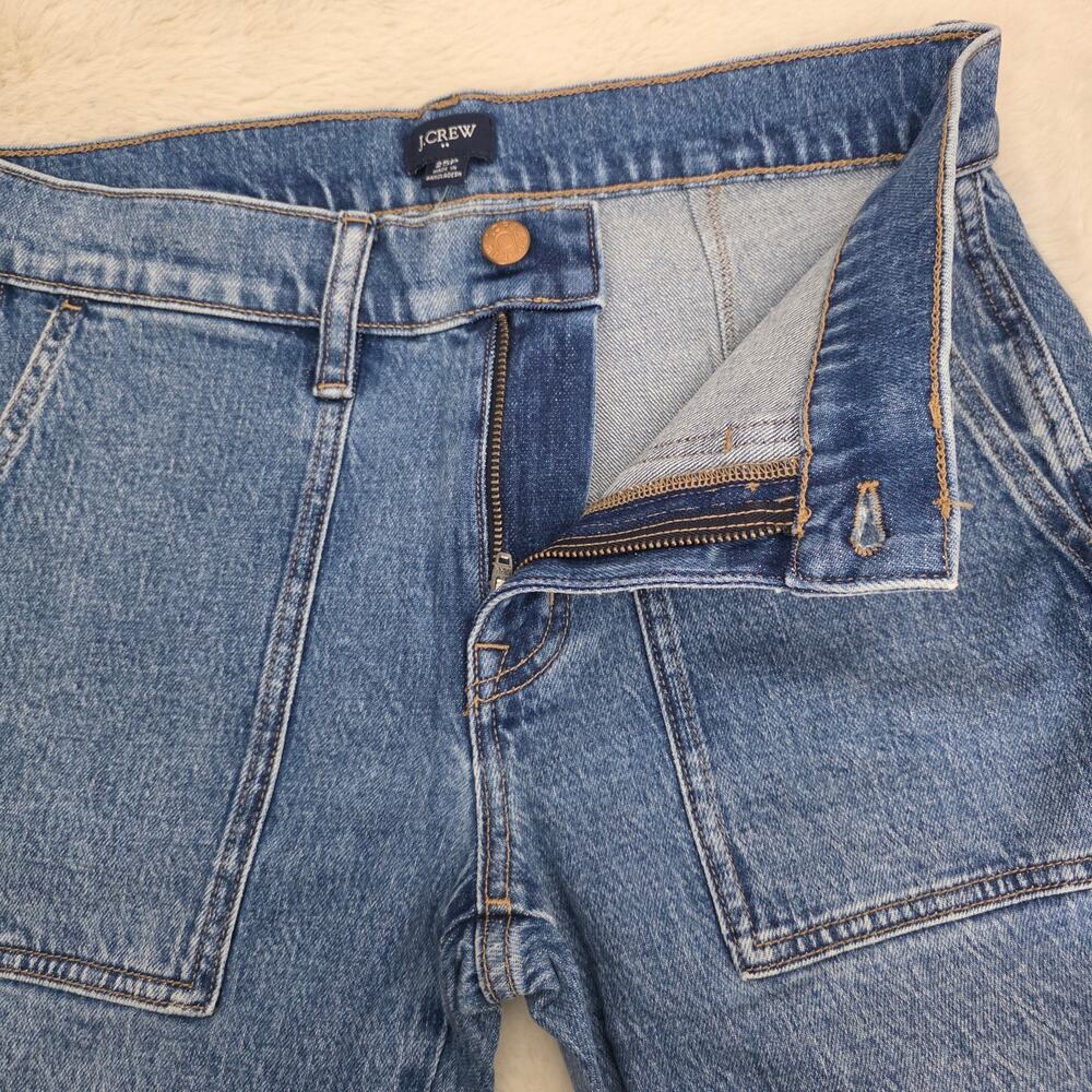 ​J. Crew Utility Jean High Rise Crop Wide Leg Patch Pocket Dark Wash 25P New - Picture 9 of 12